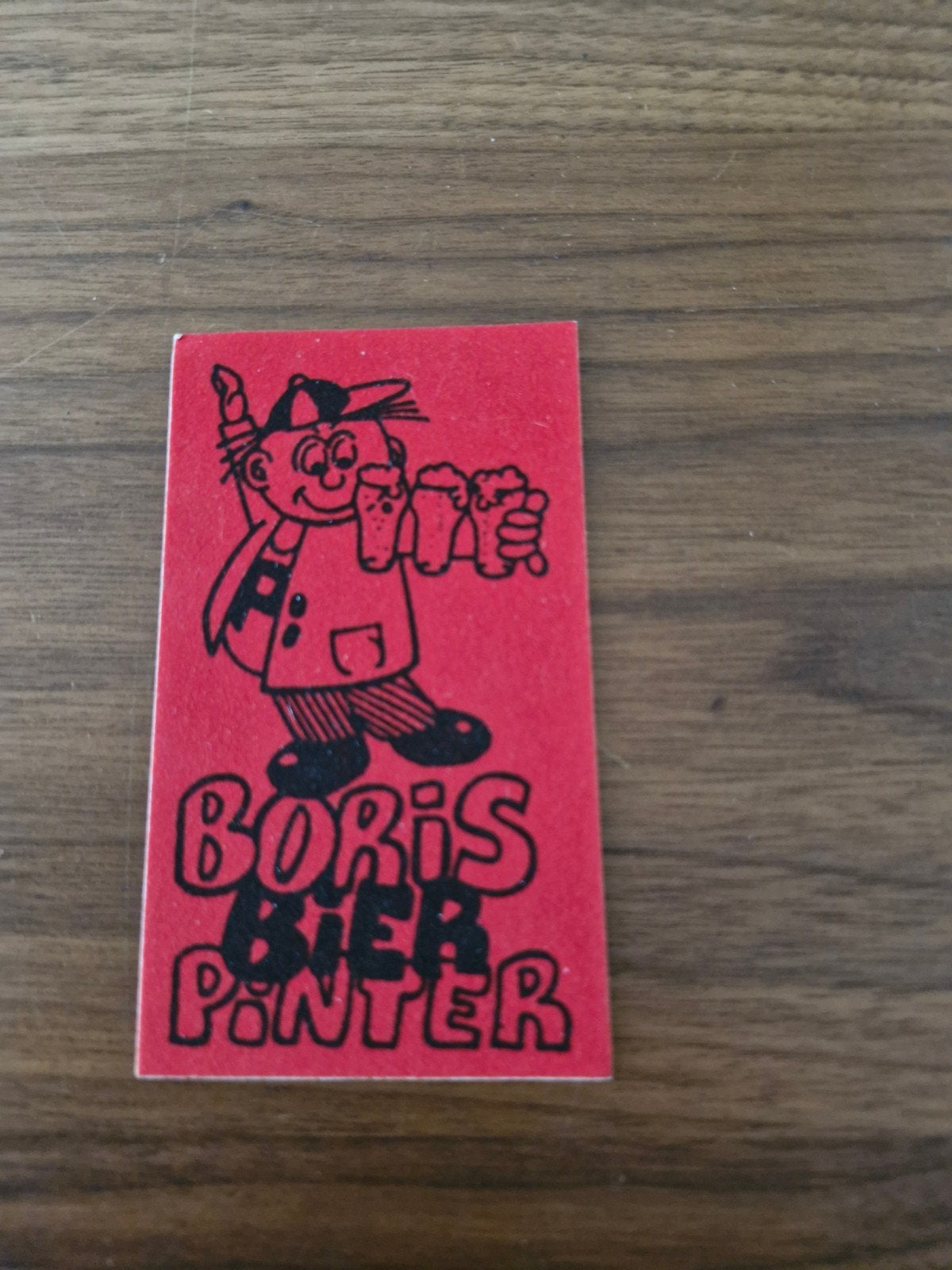 9017 Vintage Boris Bier Pinter sticker van stof, Verzamelen, Ophalen of Verzenden, Gebruikt, Overige typen