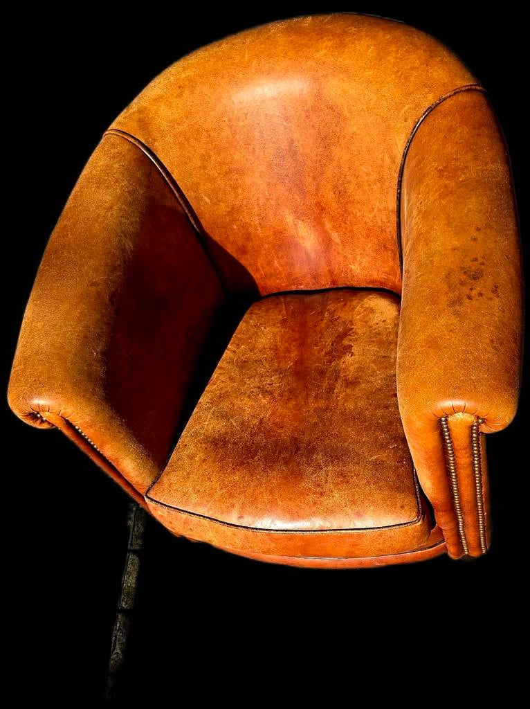 Schapenleren fauteuil club model + BEZORGING GRATIS, Ophalen of Verzenden
