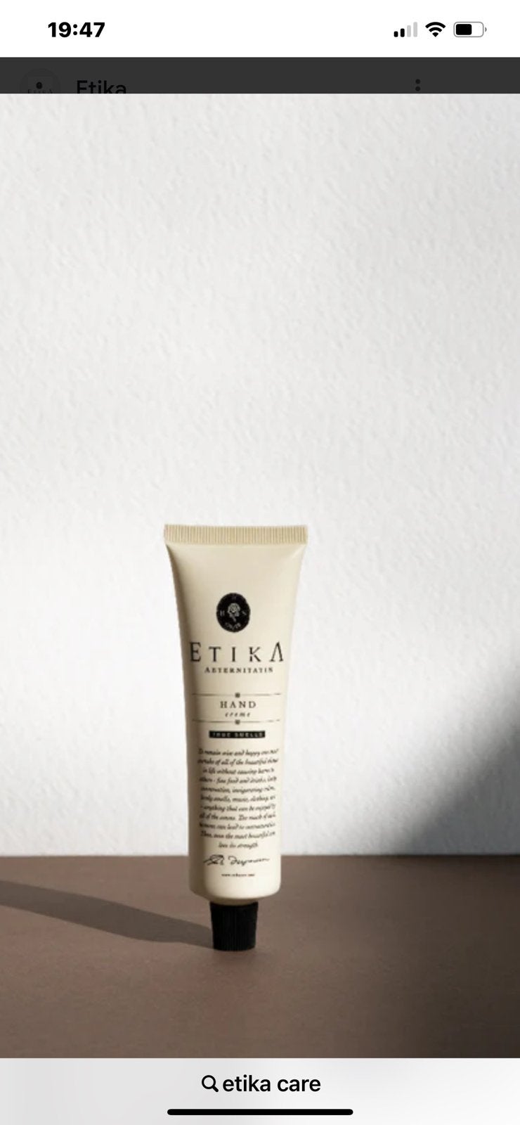 Etika Handcrème 60ml, Ophalen of Verzenden, Nieuw, Overige typen