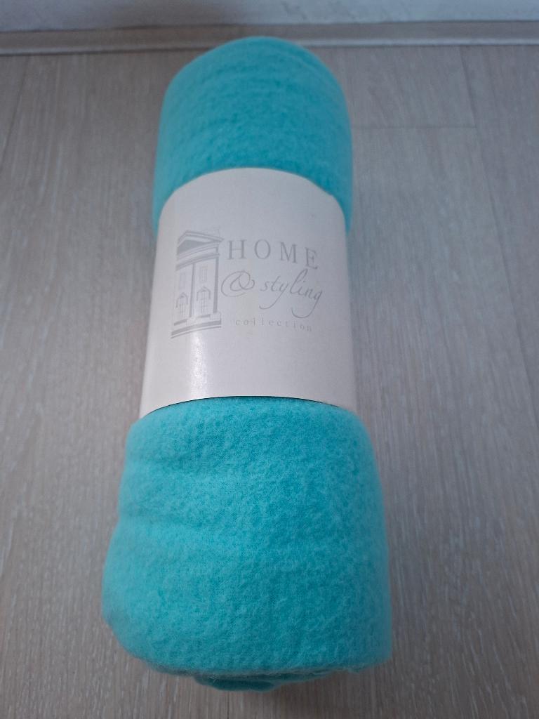 Home & Styling turkooise fleece deken 130 x 170 cm nieuw, Ophalen, Nieuw