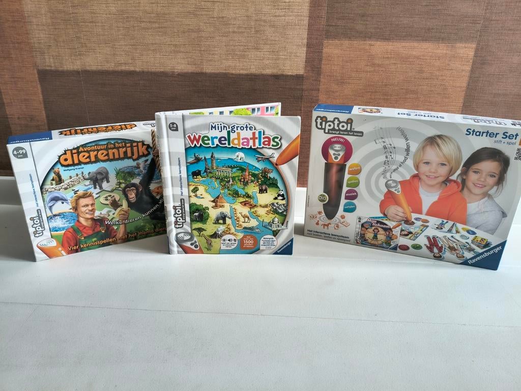 Tiptoi stift + 2 spellen + boek "mijn grote wereldatlas", Kinderen en Baby's, Speelgoed | Educatief en Creatief, Ophalen of Verzenden