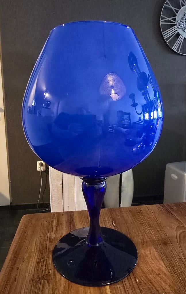 Grote Murano Glazen Cognac Glas Vaas - Kobaltblauw, Ophalen of Verzenden