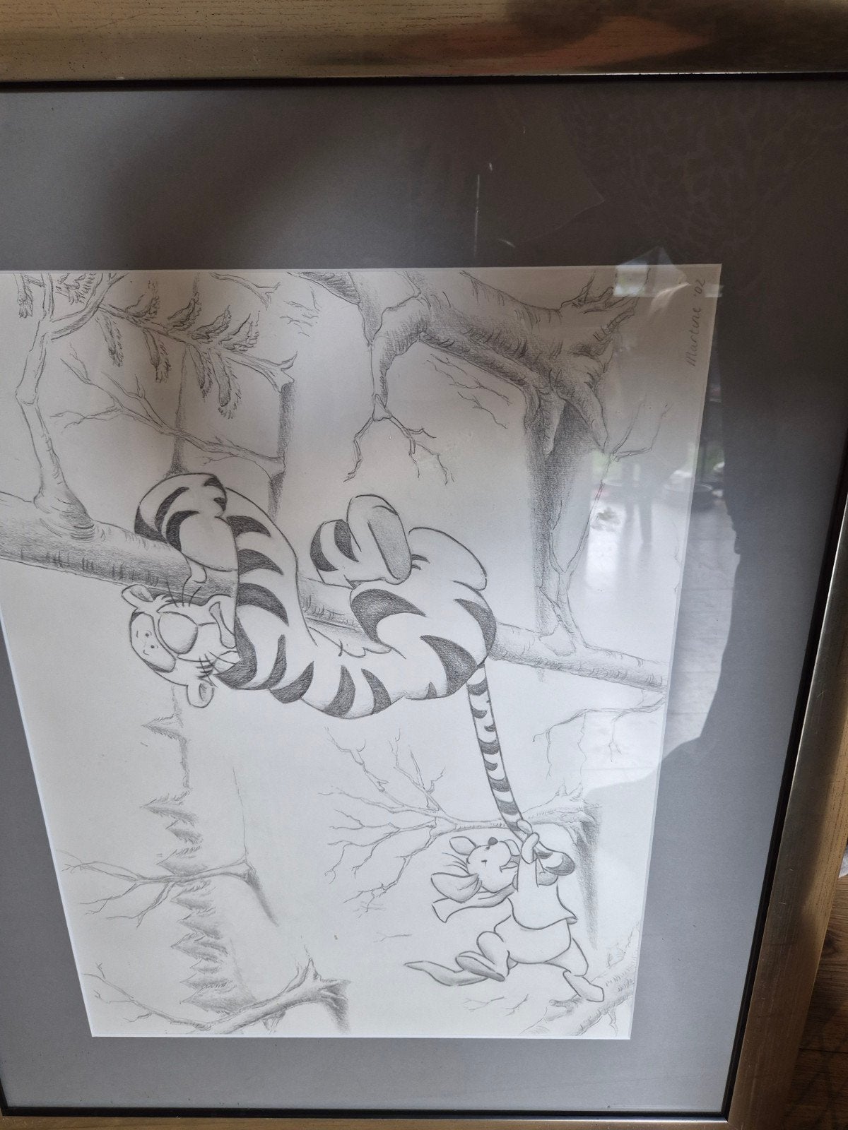schilderij, Antiek en Kunst, Ophalen, Schilderij, Krijttekening, Achter glas