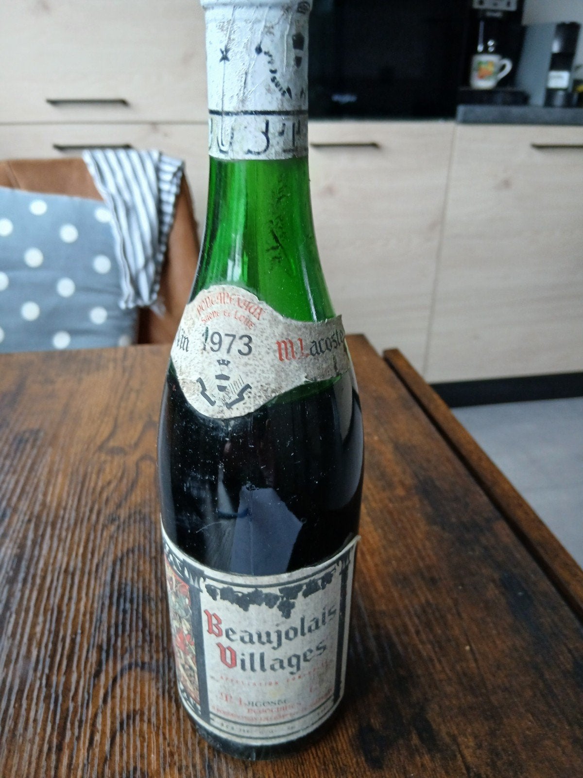 Vintage Beaujolais Villages Rode Wijn 1973, Verzamelen, Wijnen, Ophalen of Verzenden, Gebruikt, Frankrijk, Rode wijn
