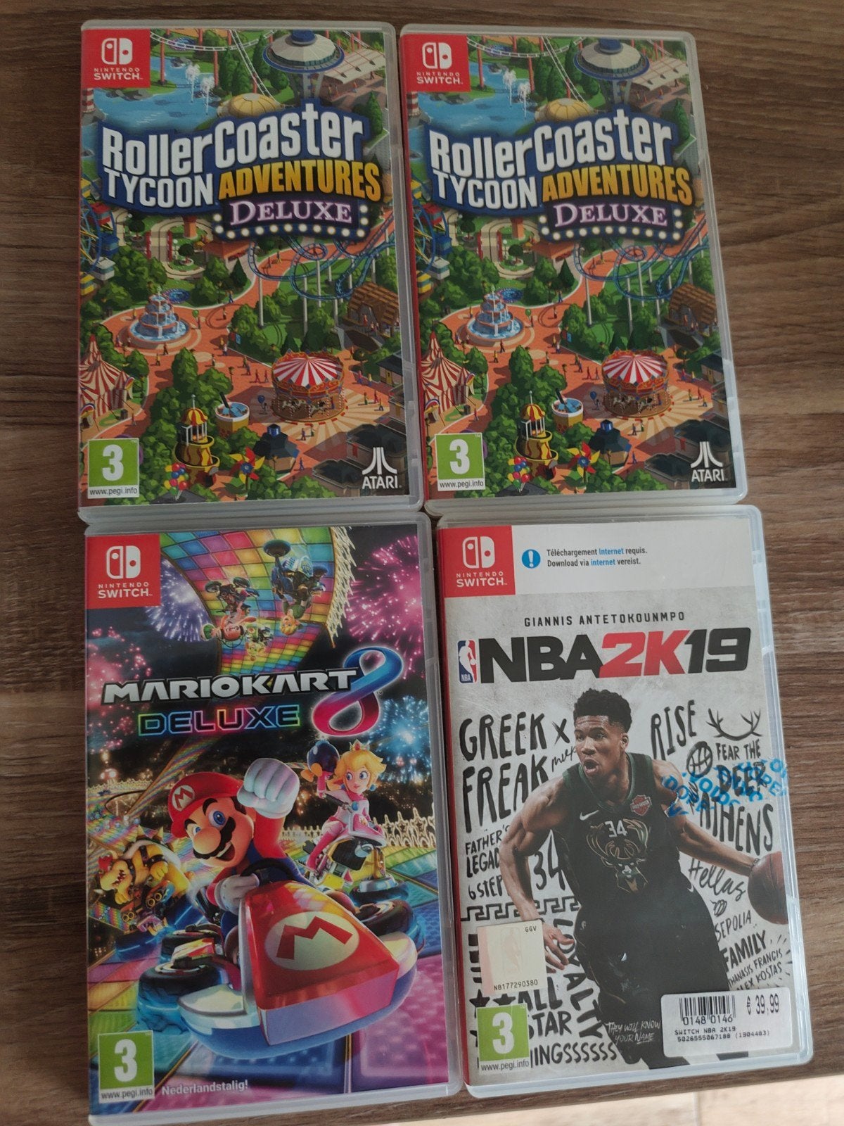 switch Games:Mario Kart, RollerCoaster Tycoon, NBA2, Ophalen, Gebruikt, Racen en Vliegen, Eén computer