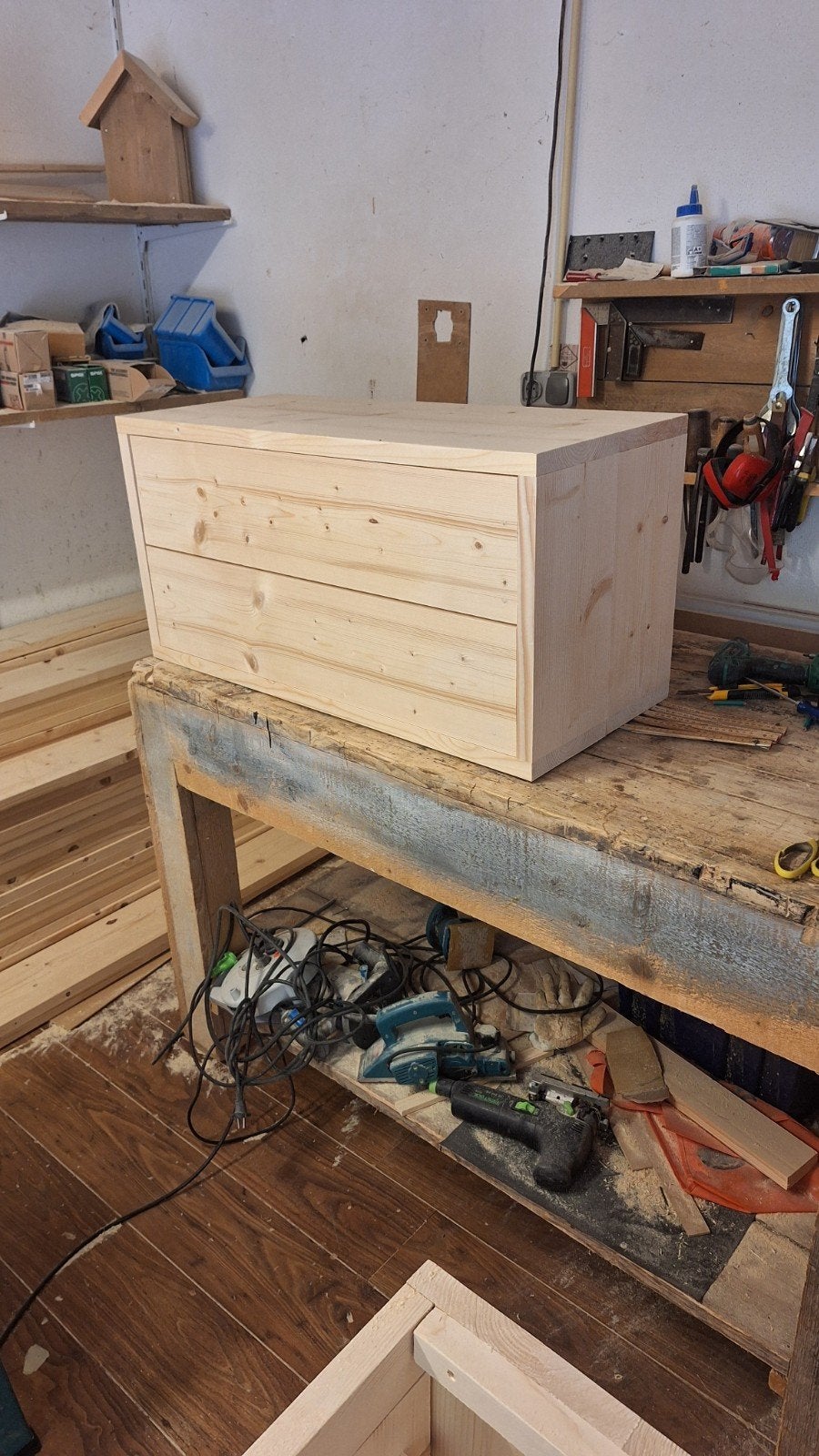 Zwevend badmeubel van terug gedroogd en geschaafd hout, Ophalen, 1 of 2 laden, Nieuw, Minder dan 100 cm