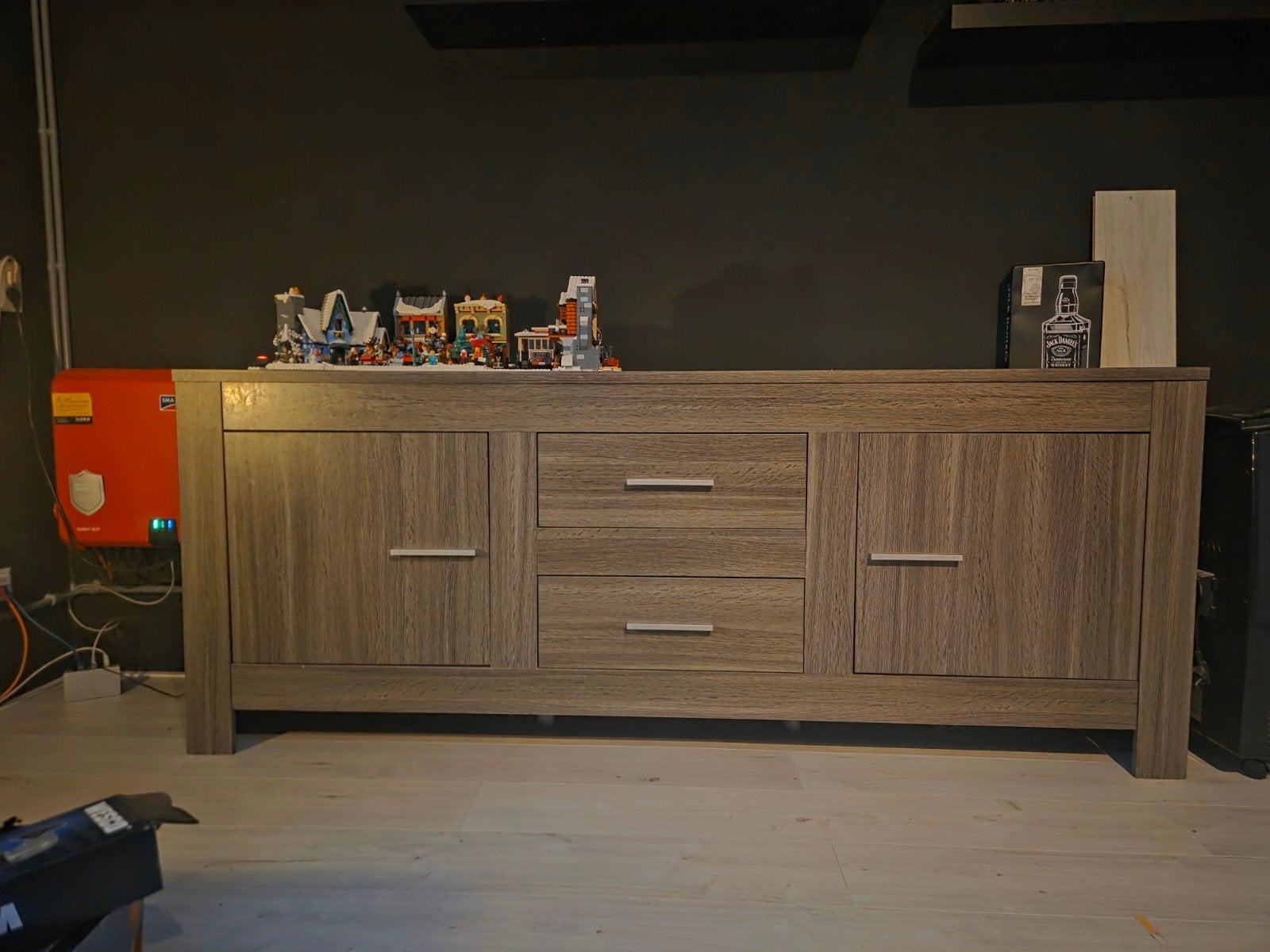 Modern dressoir met lades en deuren - 210 cm breed, Gebruikt, Ophalen of Verzenden, 200 cm of meer, Modern