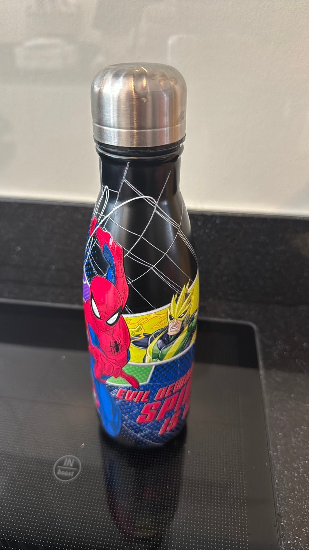 Rvs fles spiderman., Ophalen of Verzenden, Gebruikt