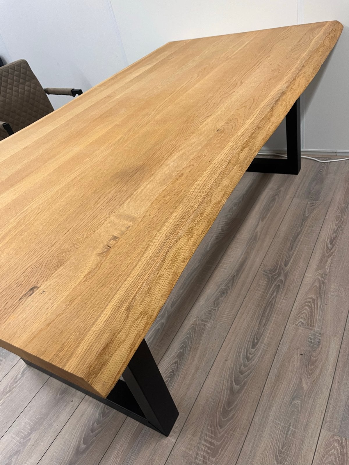 Eikenhouten tafel met stalen poten 200x110 cm, Ophalen, 100 tot 150 cm, Eikenhout, 200 cm of meer