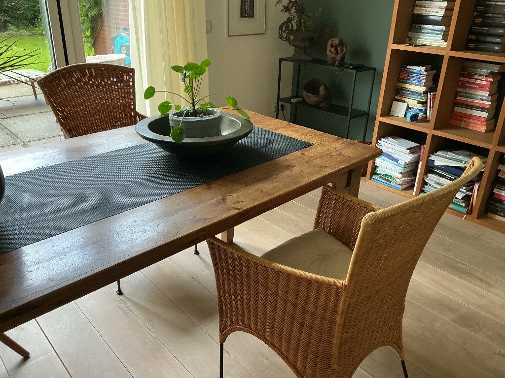 6 sfeervolle rotan stoelen, Huis en Inrichting, Stoelen, Ophalen, Gebruikt, Bruin, Riet of Rotan
