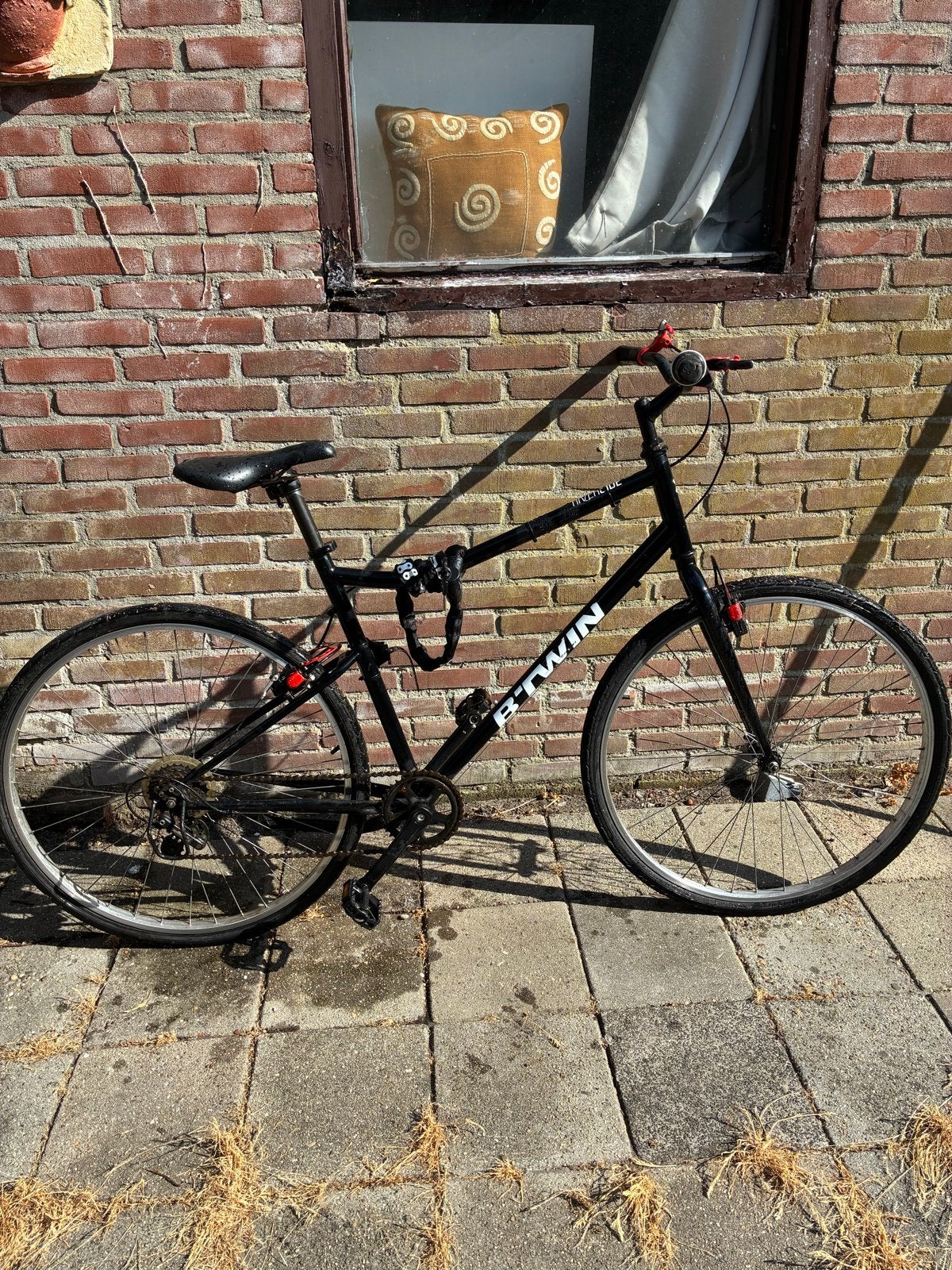 B'Twin Riverside 100 Hybride Fiets - Zwart, Overige merken, Gebruikt, Velgrem, Versnellingen