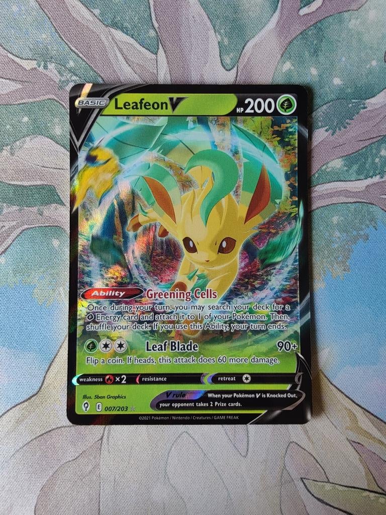 Pokemon evolving skies leafeon v 007/203, Ophalen of Verzenden, Nieuw, Losse kaart, Foil