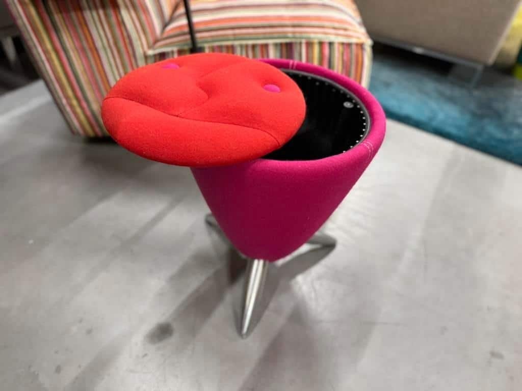 Leolux TamTam Hollow Kruk Roze rood stof Design Hocker, Minder dan 50 cm, Leolux, Info@leolux.nl, Rond