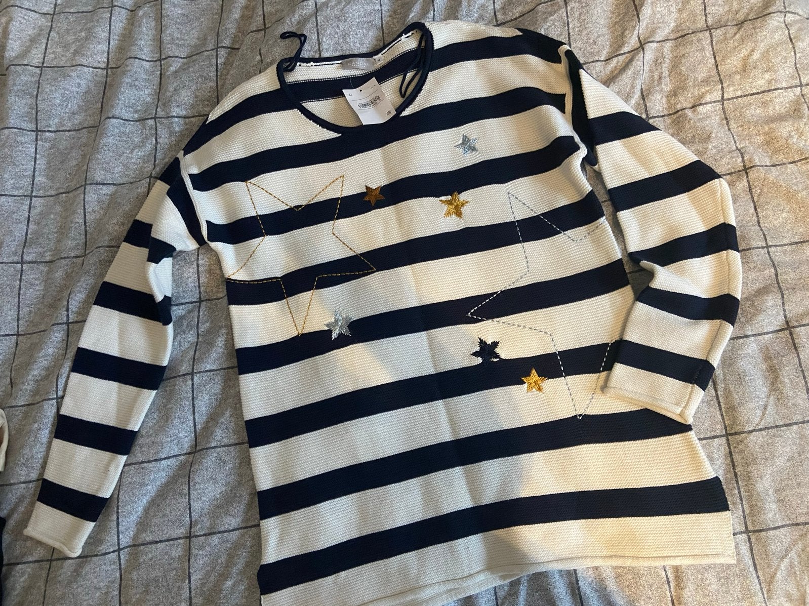 C&A Premium gestreepte trui met sterren (M), Kleding | Dames, Ophalen of Verzenden, Nieuw, Maat 38/40 (M), Blauw