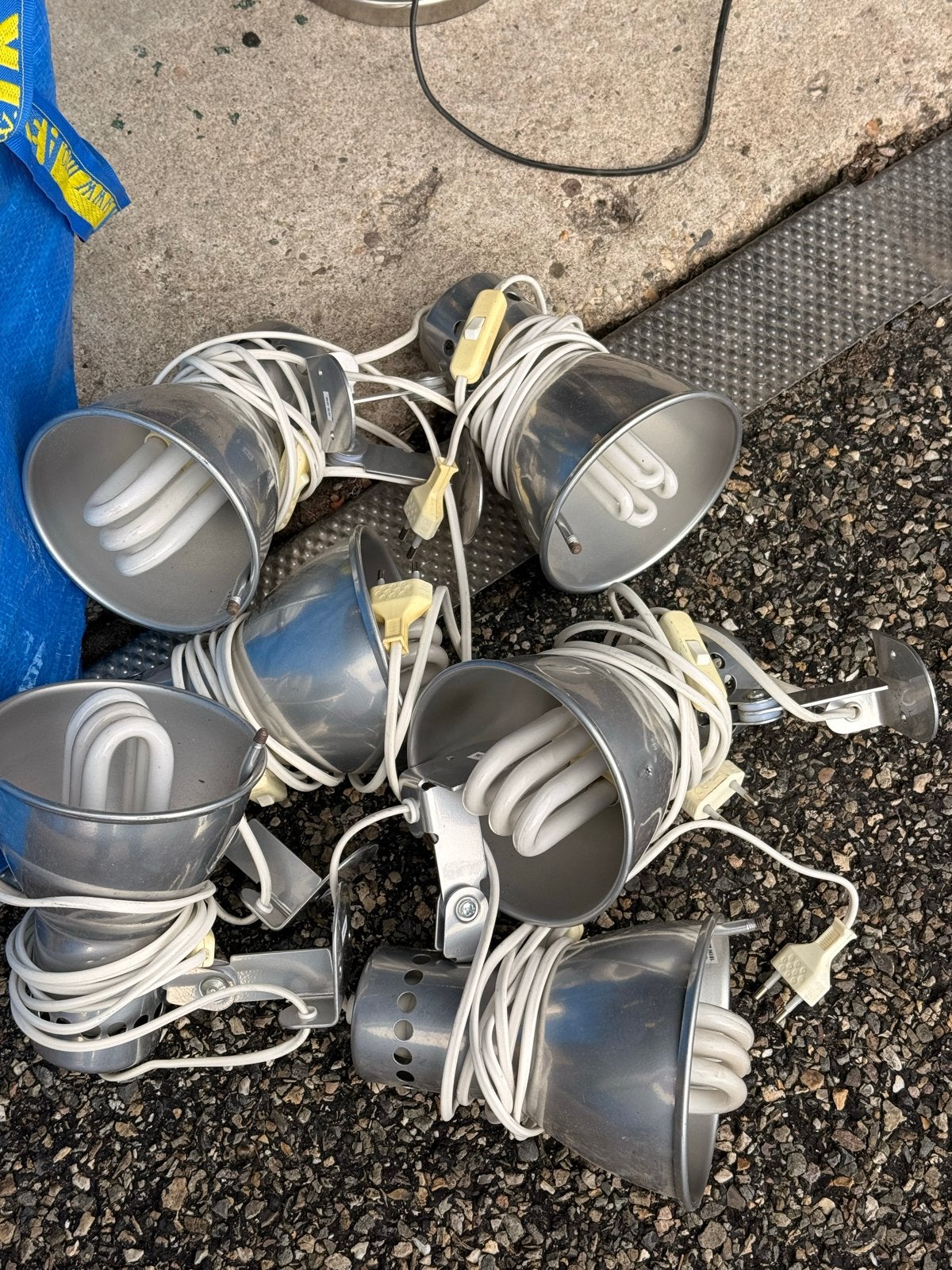 20 IKEA lampen met grote fitting en diverse lampmaterialen, Metaal, Gebruikt, E27 (groot), Ophalen of Verzenden