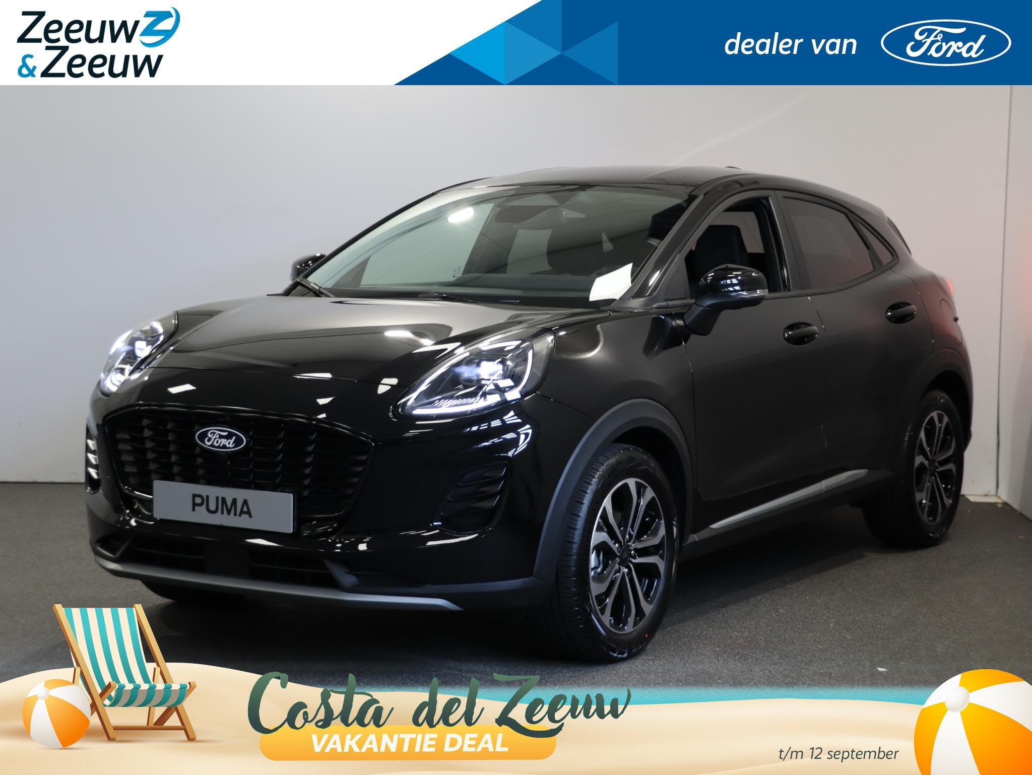 Ford Puma 1.0 EcoBoost Hybrid Titanium | Direct leverbaar ui, Auto's, 12 maanden, Puma, Automatische klimaatregeling, Zwart