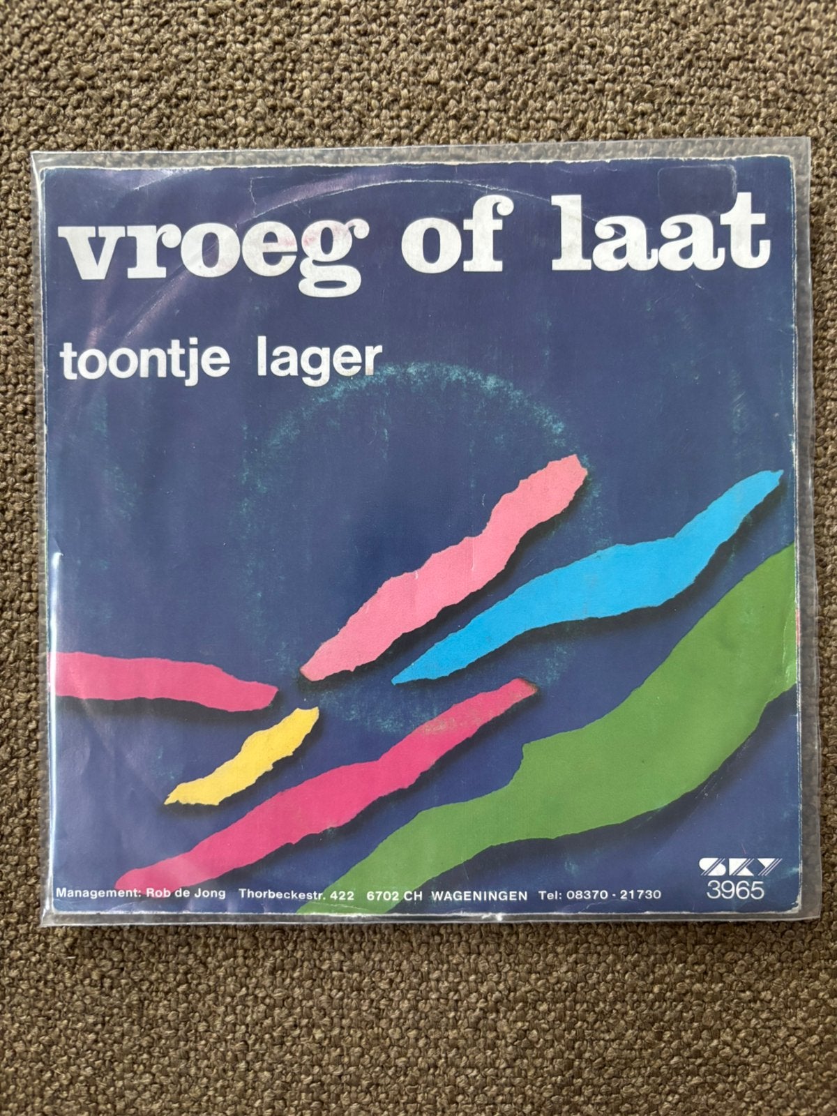 Toontje Lager - Vroeg of Laat, Ophalen of Verzenden, Gebruikt, 7 inch, Nederlandstalig