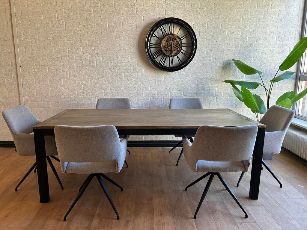 Mooie Grote Industriële Eettafel 220x100x78 cm, 100 tot 150 cm, Luxe, 200 cm of meer, Ophalen of Verzenden