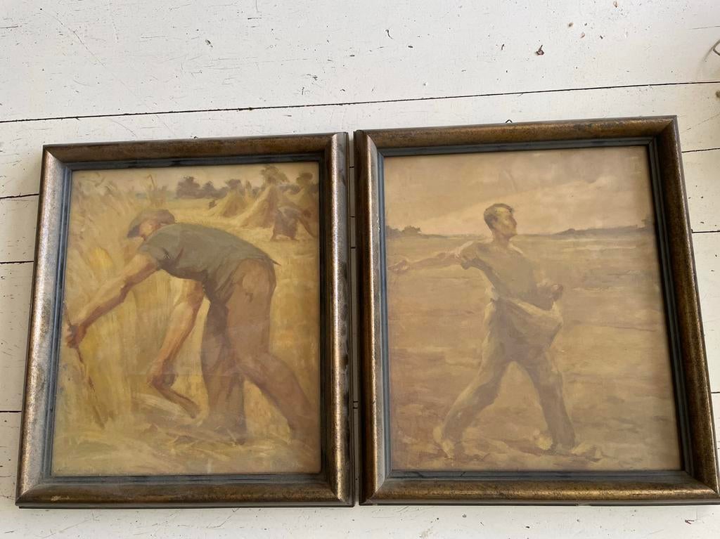 Set van 2 ingelijste prenten van B. Wielinga, Antiek en Kunst, Ophalen