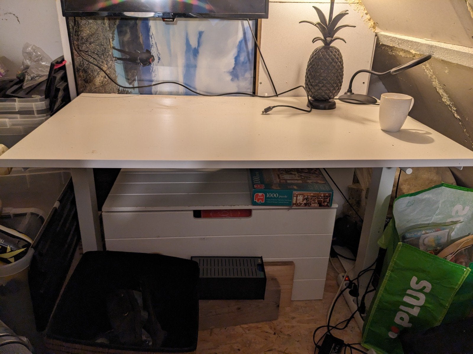 IKEA Skarsta Zit-Sta bureau - 120x70cm, verstelbare hoogte, Ophalen, Zit-sta bureau, Gebruikt, Spaanplaat of MDF