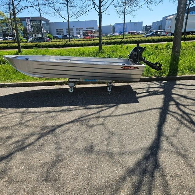 Kerman V130 aluminiumboot met Tohatsu 4pk motor, Watersport en Boten, Ophalen, 4 m, 15 pk, Viertaktmotor