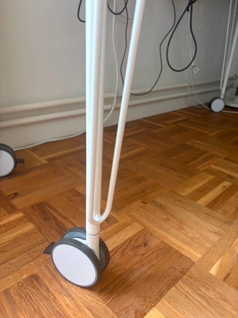 Poot met wiel - white metal desk/table legs with wheels, Huis en Inrichting, Ophalen, Scandinavisch, Metaal, Zo goed als nieuw