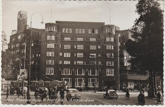 Amsterdam Roelof Hartplein/huize Lydia/oude auto's/oud, Verzenden, 1940 tot 1960, Ongelopen, Noord-Holland