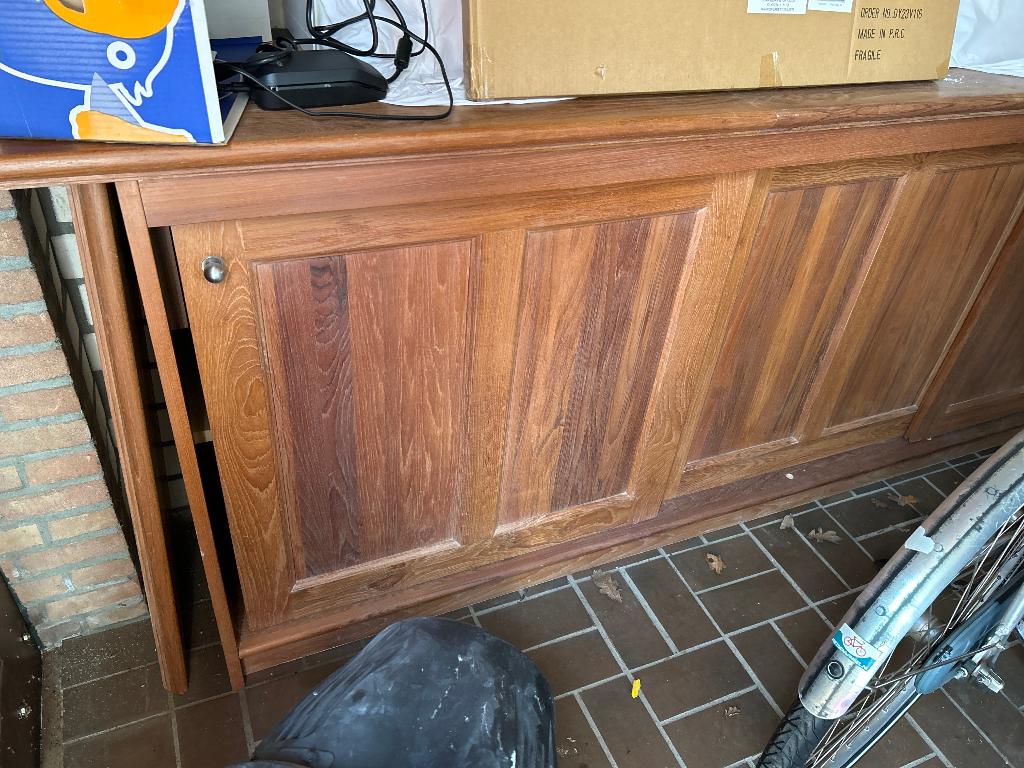 Kast, Ophalen, Met deur(en), 100 tot 150 cm, Teakhout