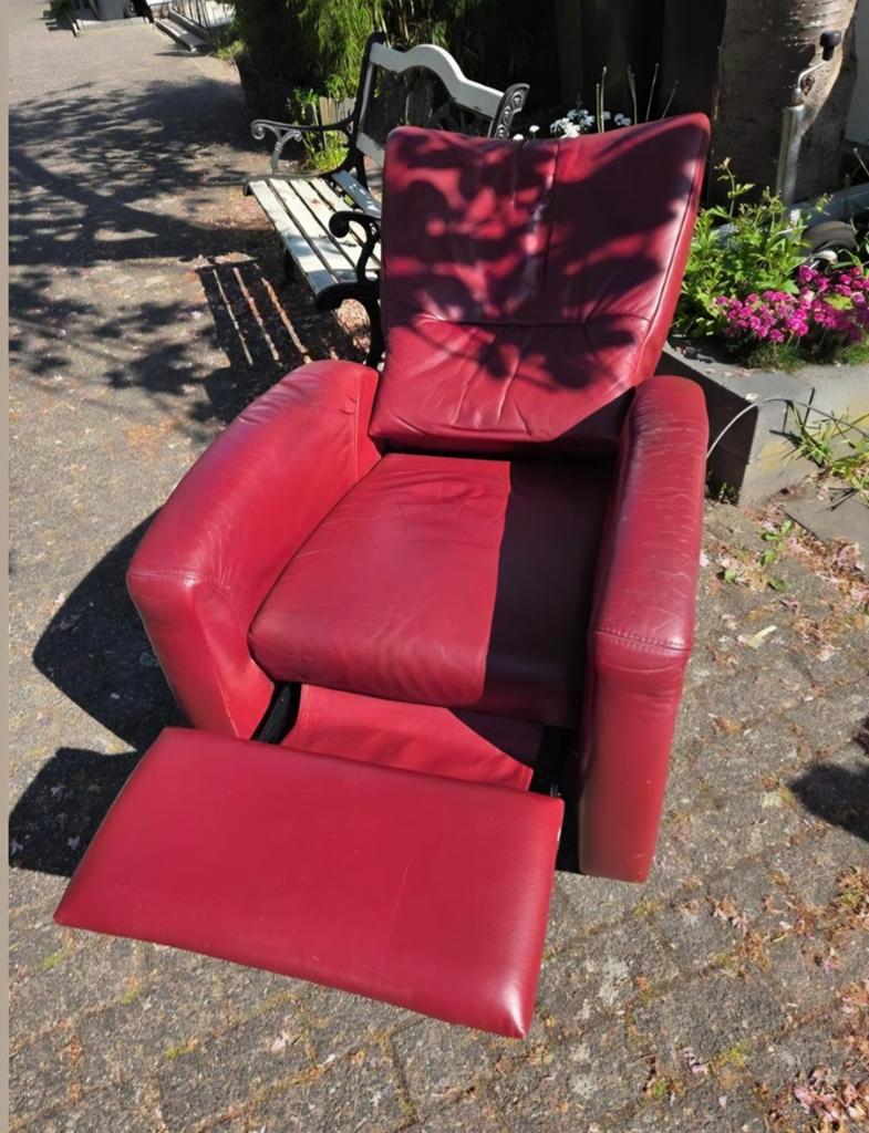 Lederen relaxfauteuil met elektrische bediening, Ophalen, Gebruikt, Modern, Comfort, 75 tot 100 cm