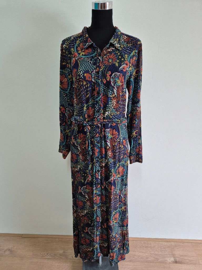 J152 - Fleurige King Louie maxi dress maat 40 (1), Ophalen of Verzenden, Zo goed als nieuw, Maat 38/40 (M), Onder de knie