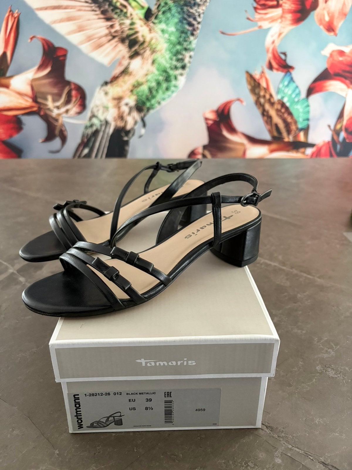 Tamaris sandaal met hakje, Ophalen of Verzenden, Zo goed als nieuw, Zwart, Sandalen of Muiltjes