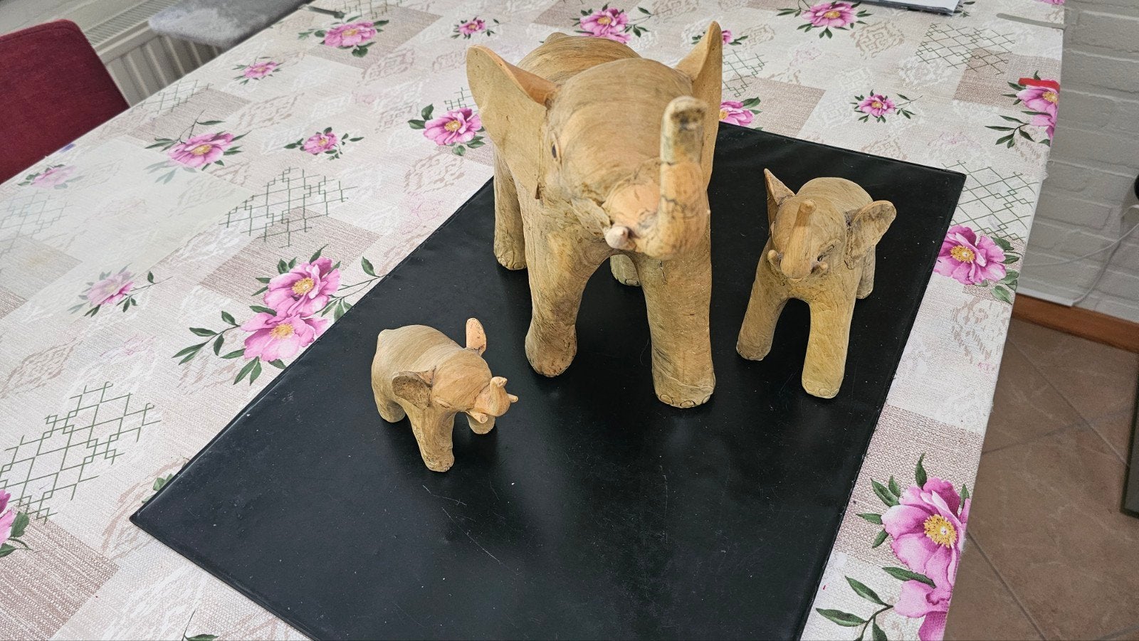 Set van 3 vintage papier-maché olifanten, 25 jaar oud, Ophalen of Verzenden
