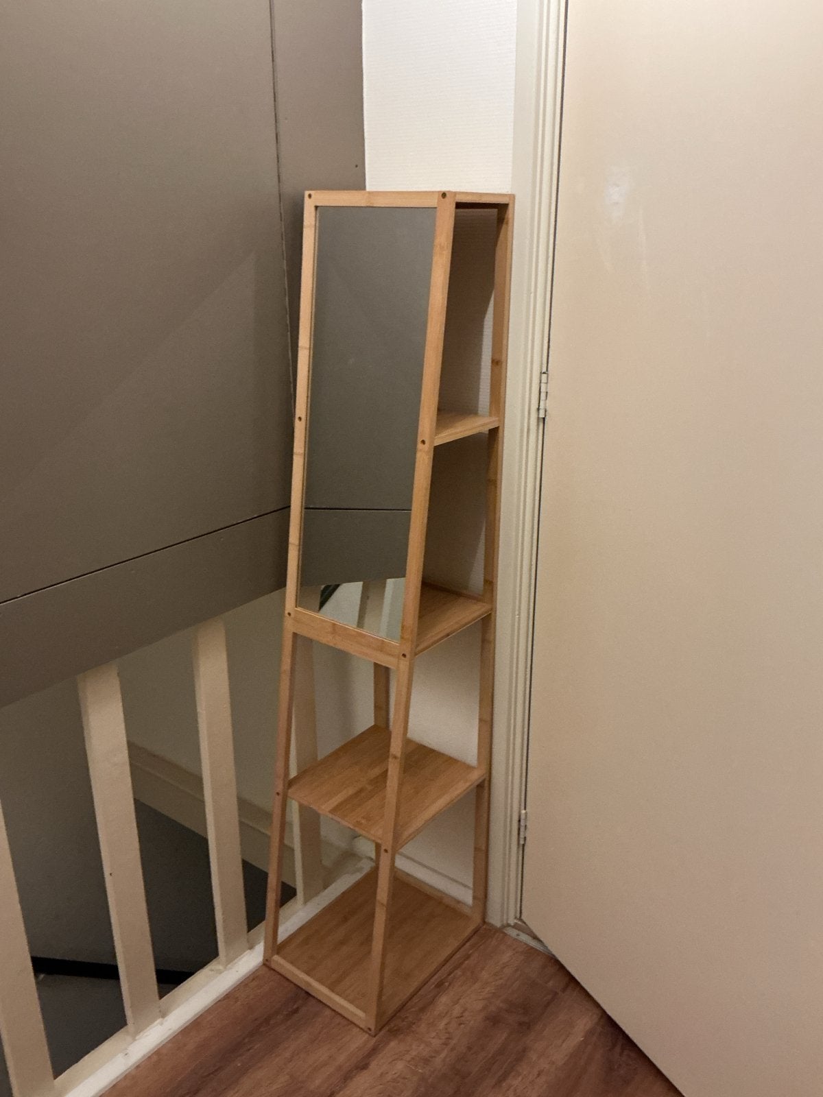 Badkamer kastje - Bamboe met spiegel, Ophalen, Minder dan 50 cm, Overige typen, Zo goed als nieuw