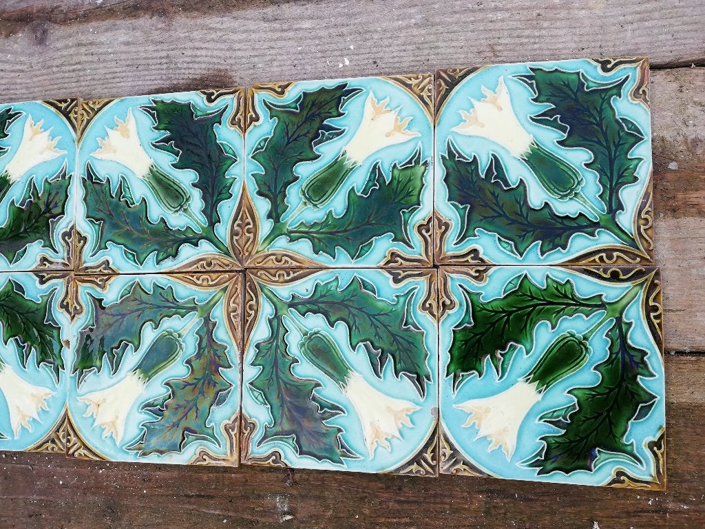 Set van 10 Art nouveau tegels SA Faienceries de Pavillons, Ophalen