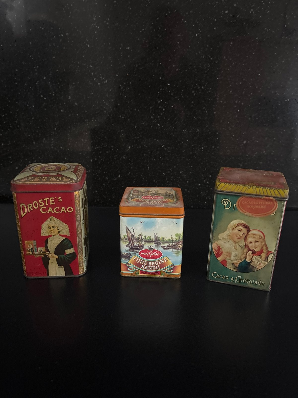 Set van 3 Vintage Blikken: Droste's Cacao & Van Gilse Kandij, Antiek en Kunst, Ophalen