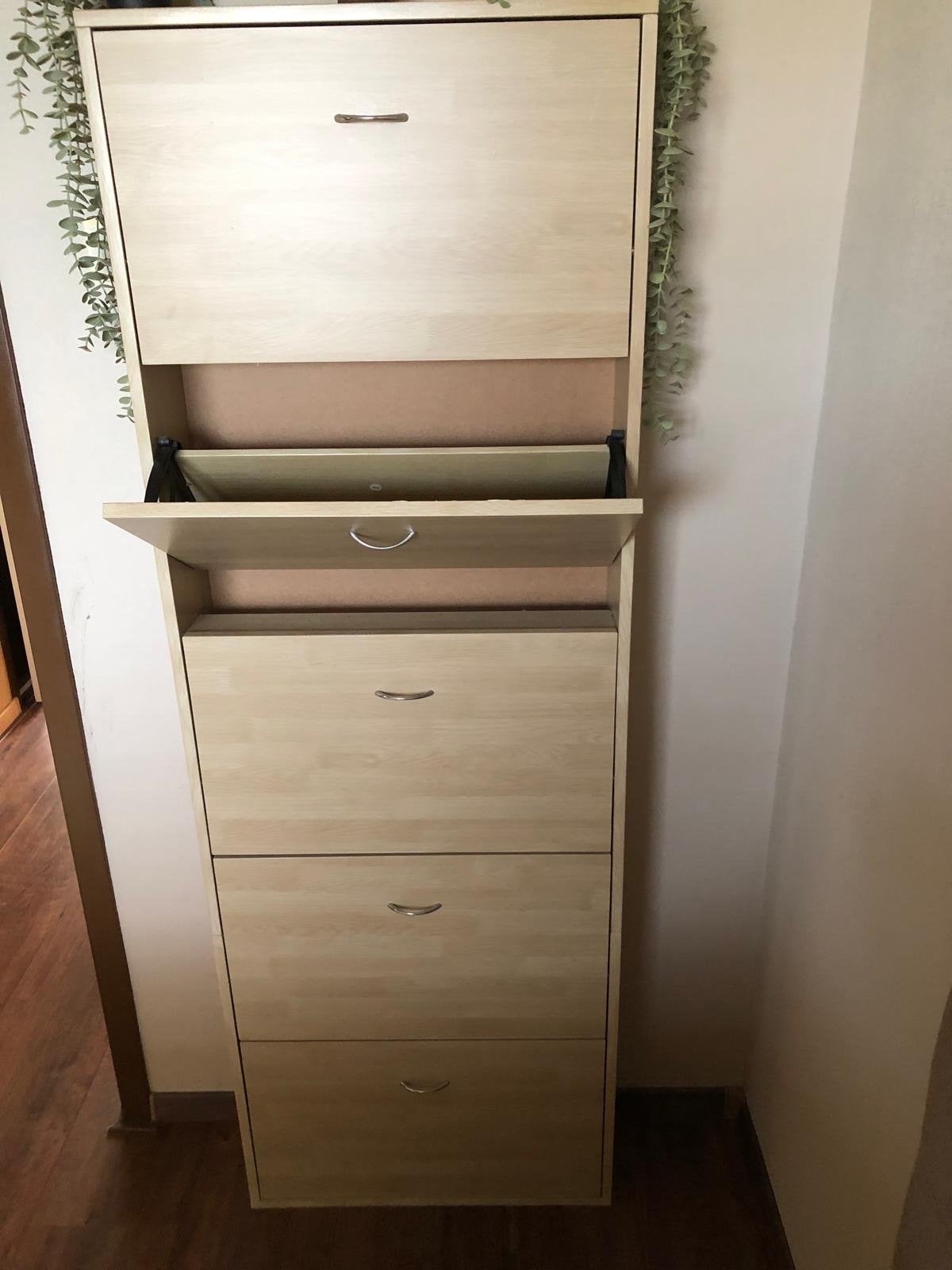 Lichte houten schoenenkast met 5 vakken, Ophalen, Gebruikt