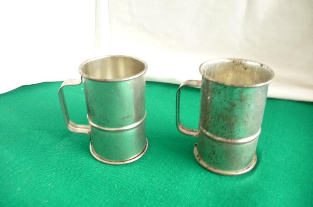 2 OUDE KOFFIE LOODJES VAN NIKKEL 6 CM INSTAAT V NIEUW, Antiek en Kunst, Ophalen of Verzenden