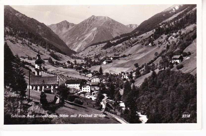 Sellrain-Bad Rotenbrunn, mit Freihut. Lees. 14-09, Verzamelen, Ophalen of Verzenden, 1940 tot 1960, Gelopen, Oostenrijk