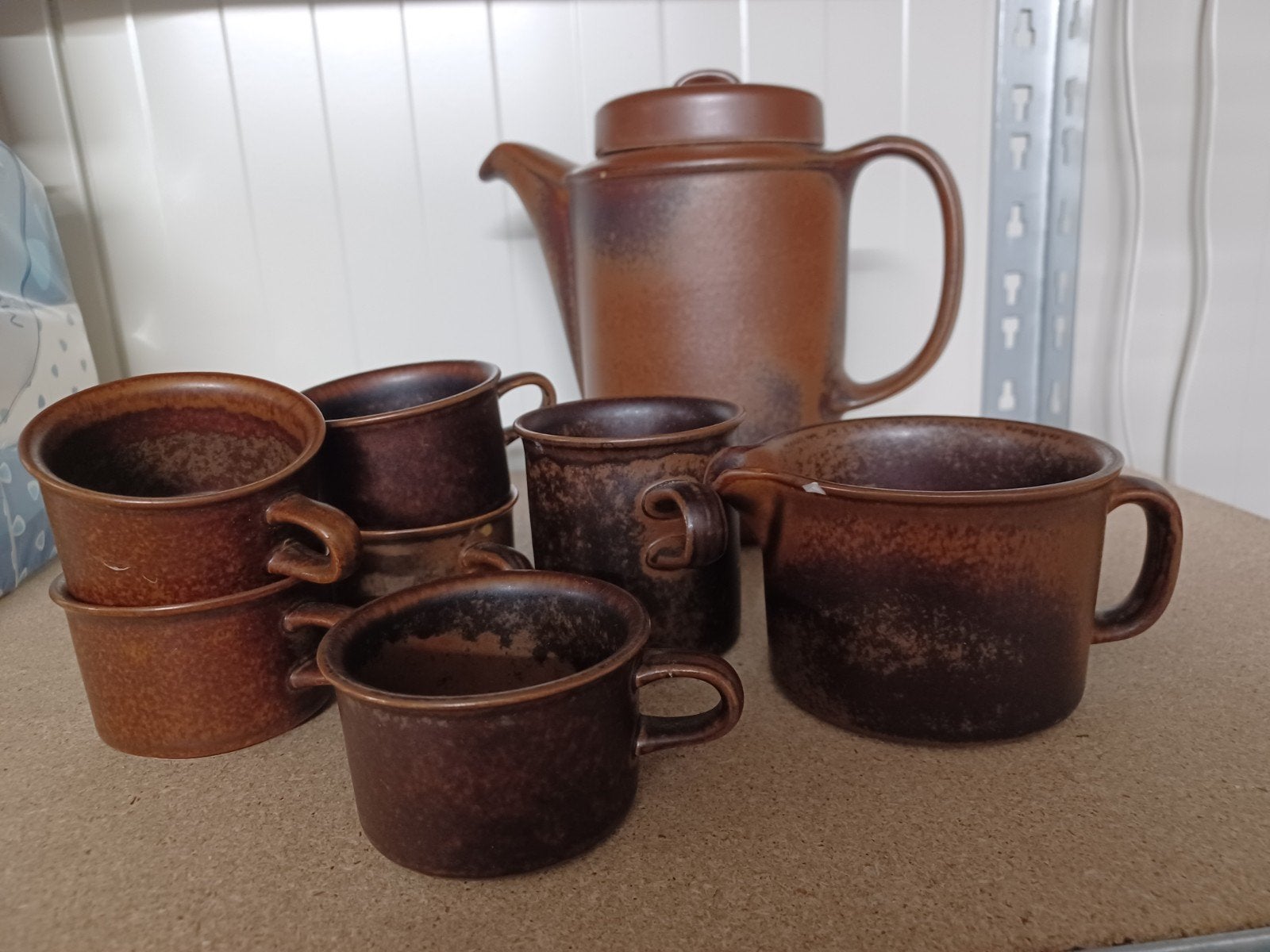Vintage Arabia Ruska koffiepot met melkkan en kopjes, Ophalen of Verzenden