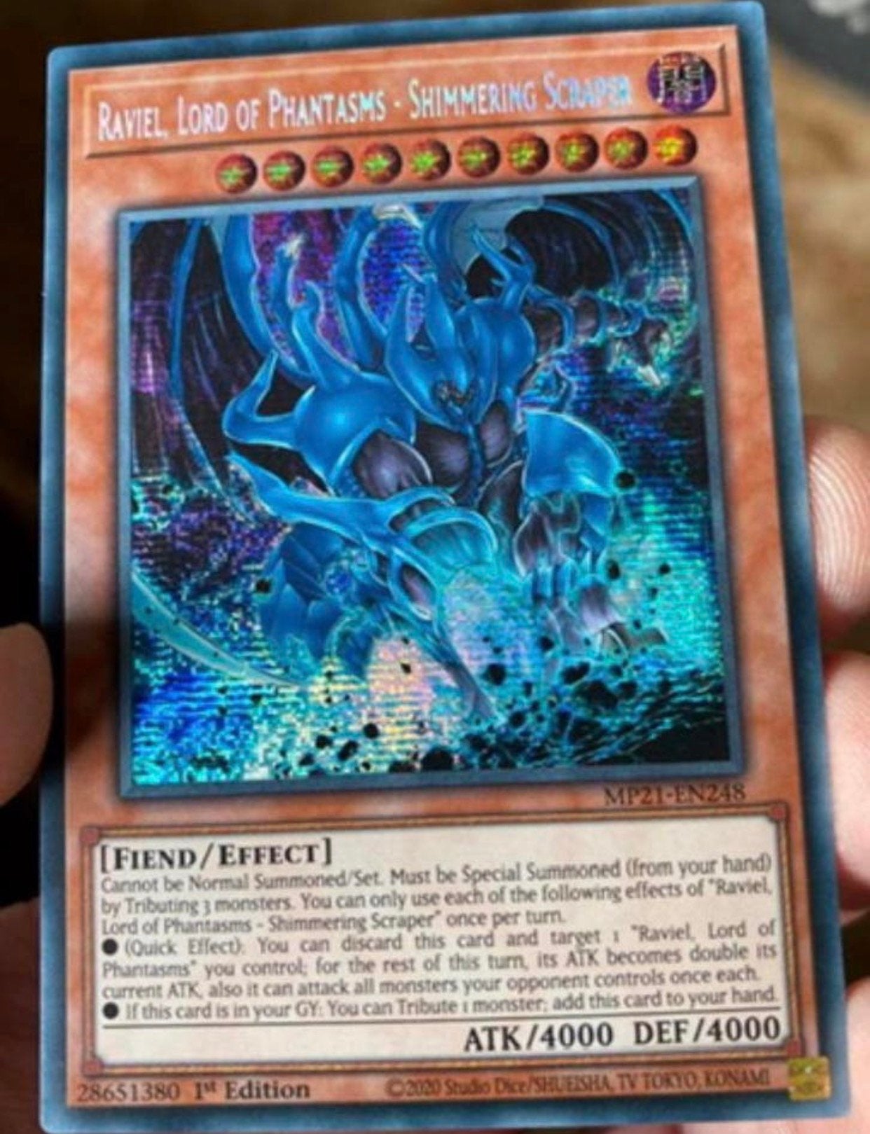 Yu-Gi-Oh! Raviel, Lord of Phantasms - Shimmering Scraper !, Ophalen of Verzenden, Zo goed als nieuw, Losse kaart, Foil