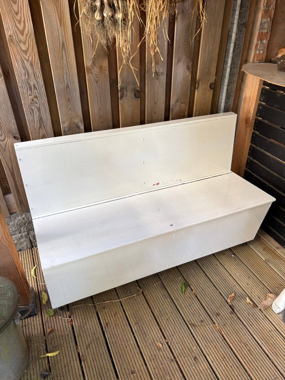 Houten opberg bank, Tuin en Terras, Ophalen, Gebruikt, Hout