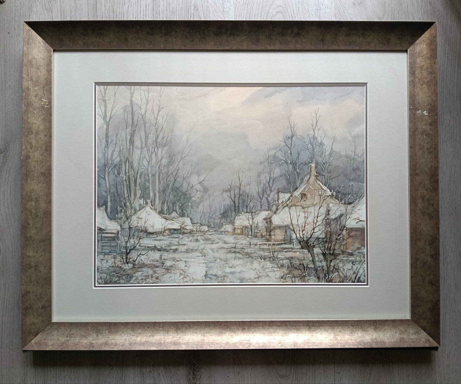 Harry Zeegers (1929-1995) - Winters Dorpsgezicht  - 1990, Ophalen of Verzenden, Impressionistisch, Stads- / dorpsgezicht