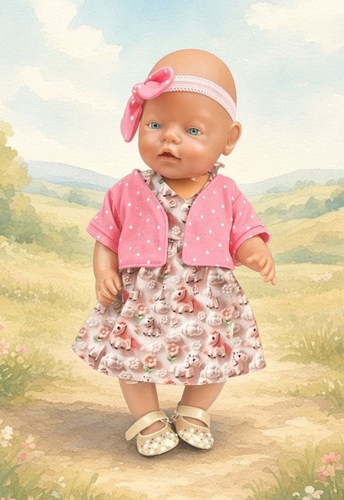 jurksetje pony past babypop 43 cm, Ophalen, Nieuw, Babypop
