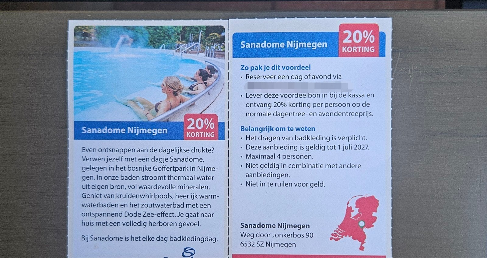 Sanadome Nijmegen 20% korting tot 4 personen., Tickets en Kaartjes