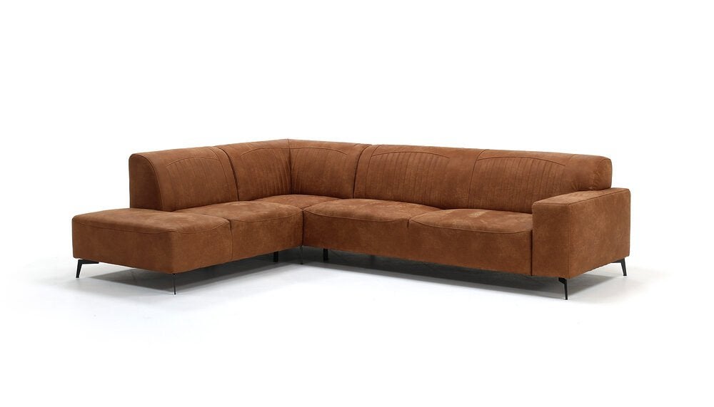Hoekbank cognac bruin - gebruikt, Gebruikt, 100 tot 125 cm, Ophalen of Verzenden, Stof