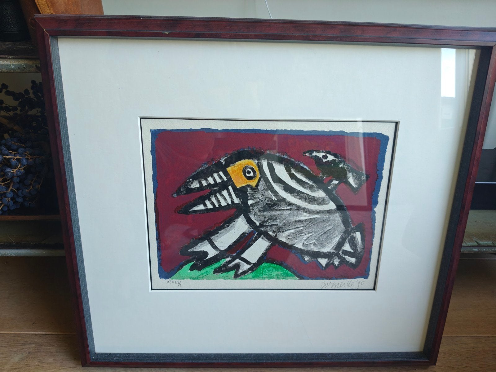 Corneille - Oiseau Africaine (1990) - Ingelijste zeefdruk, Antiek en Kunst, Kunst | Litho's en Zeefdrukken, Gelimiteerde oplage