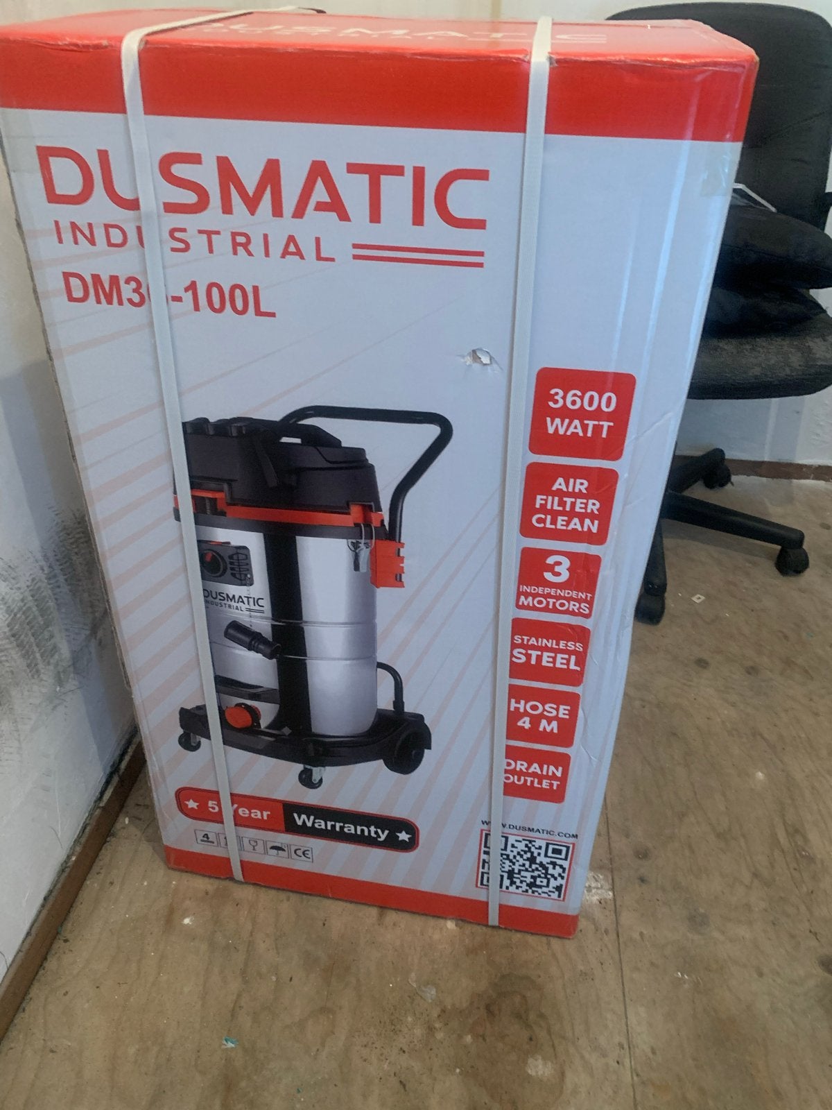 DUSMATIC Industriële Stofzuiger DM36-100L 3600W, Ophalen, Overige merken, Nieuw, Industriële stofzuiger