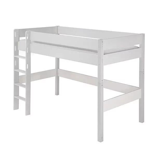 Wit hoogslaper bed met lattenbodem, Ophalen, 100 cm, Hoogslaper, Eenpersoons