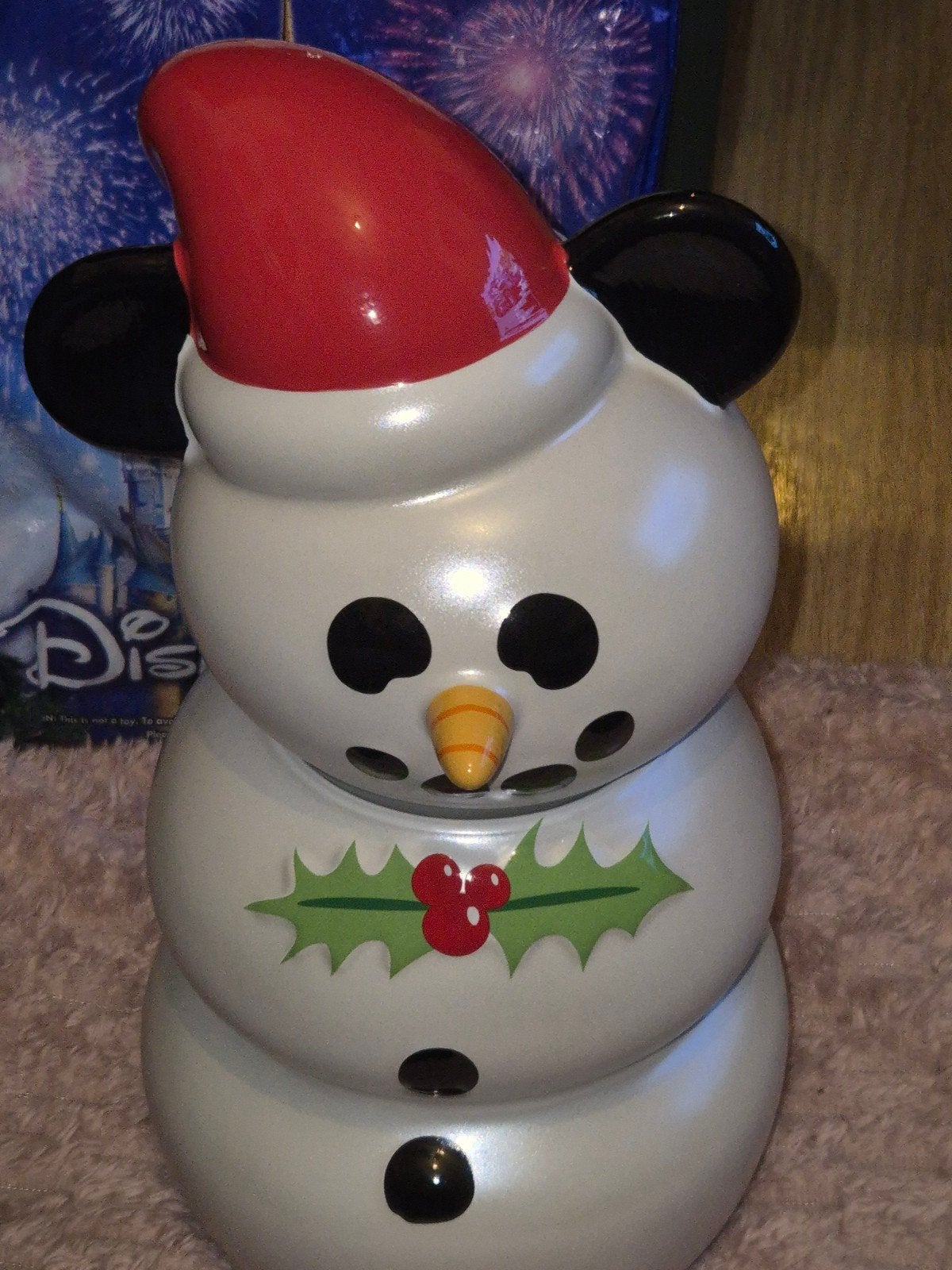 Disney Parks USA Mickey Sneeuwpop Koekjespot Cookie Jar, Verzamelen, Ophalen of Verzenden, Mickey Mouse, Zo goed als nieuw, Servies