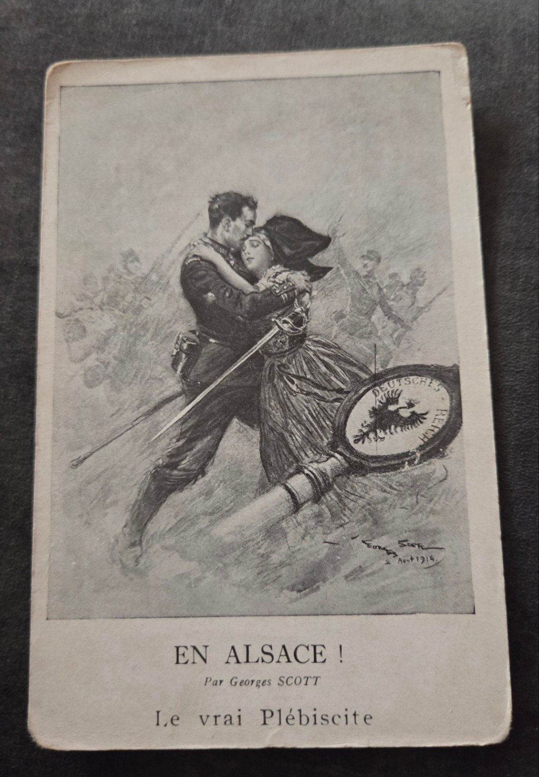 Oorlogspostkaart WOI: "En Alsace!" door Georges Scott, Verzenden, Voor 1920, Ongelopen, Politiek en Historie